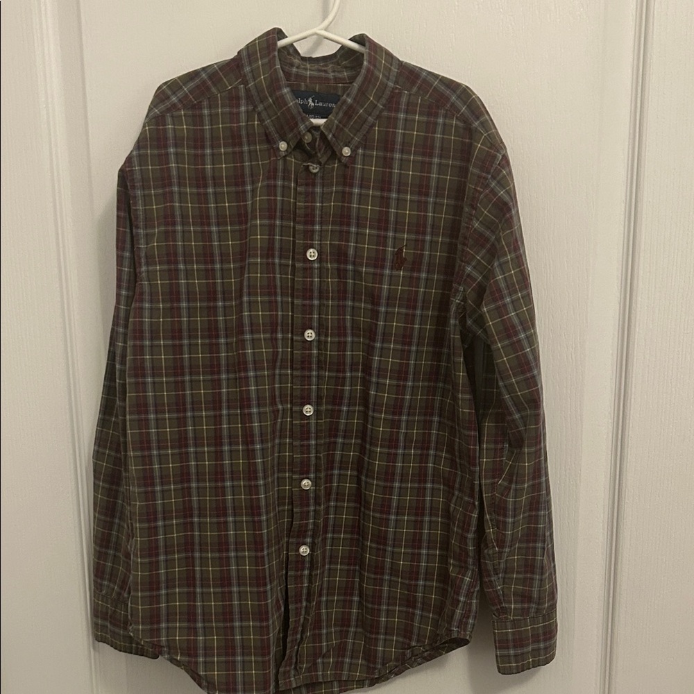 Ralph Lauren Boy’s Checkered Shirt - Green, Burgundy, and Blue.